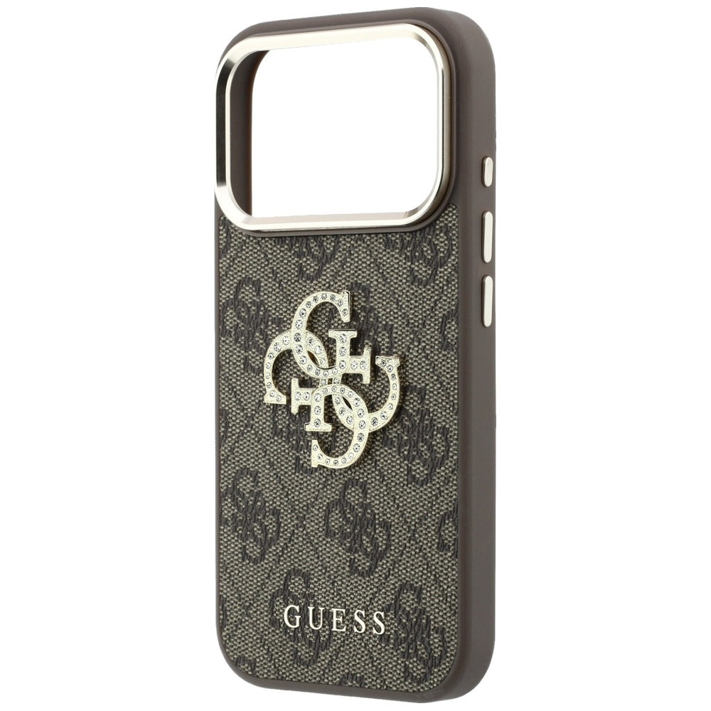 Case for Apple iPhone 18 Pro / 17 Pro, Guess, 4G Big Strass Logo, Brown