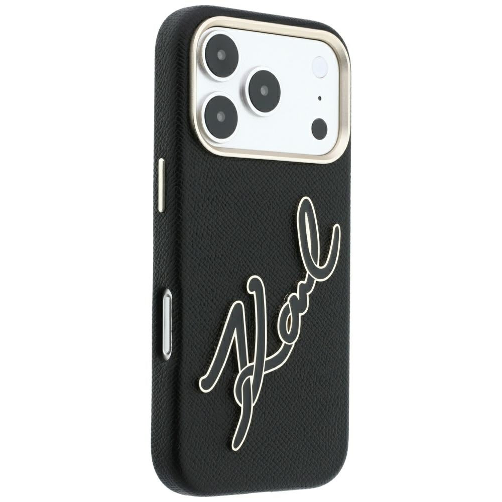 Case for Apple iPhone 18 Pro / 17 Pro, Karl Lagerfeld, Smooth Big Resin Signature Logo, Black
