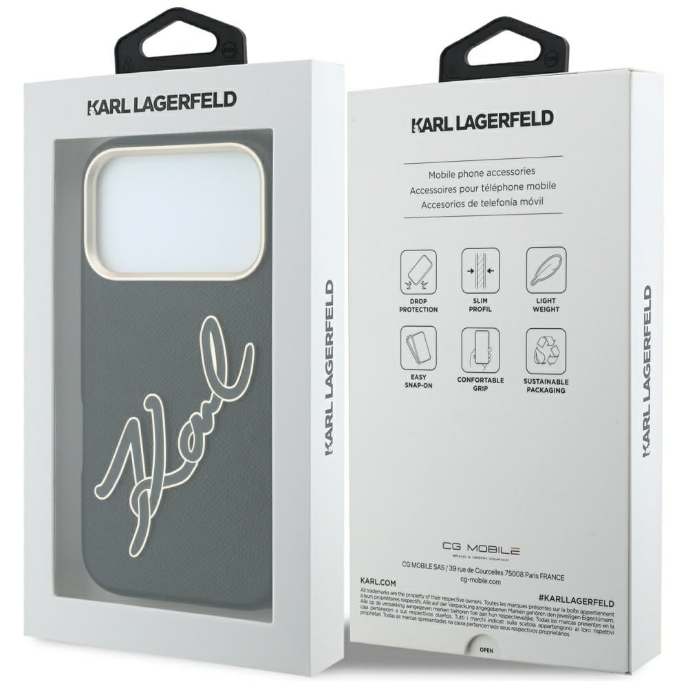 Case for Apple iPhone 18 Pro / 17 Pro, Karl Lagerfeld, Smooth Big Resin Signature Logo, Black