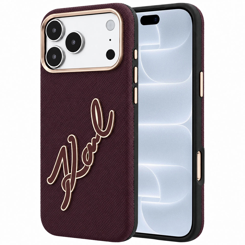 Case for Apple iPhone 18 Pro / 17 Pro, Karl Lagerfeld, Smooth Big Resin Signature Logo, Burgundy