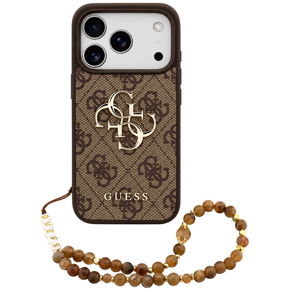 Case for Apple iPhone 18 Pro Max / 17 Pro Max, Guess, 4G Classic Logo with Strap, Brown