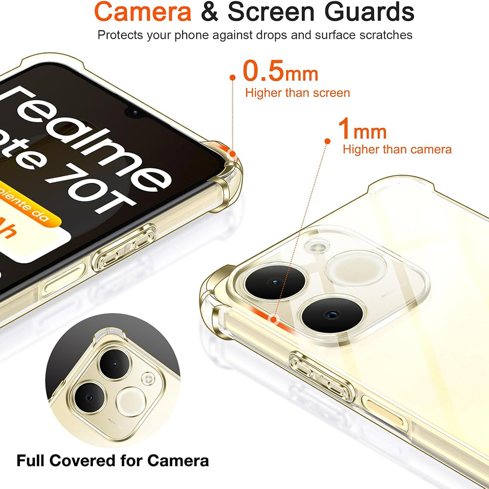 Case for Realme Note 70T, Techsuit, Shockproof Clear, Transparent