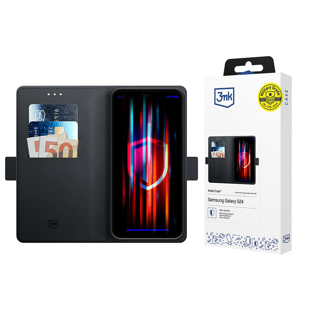 Case for Samsung Galaxy S24 S921, 3MK, Wallet, Black