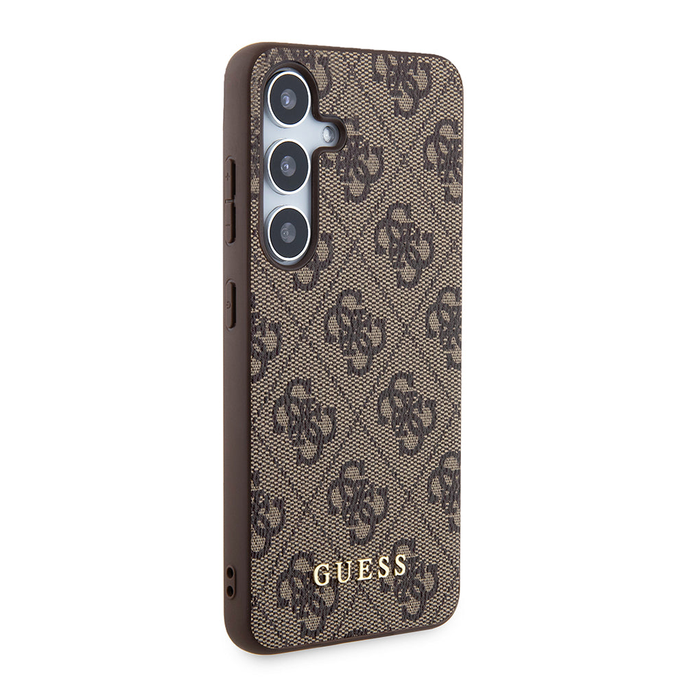 Case for Samsung Galaxy S24 S921, Guess, 4G Metal Gold Logo, Brown