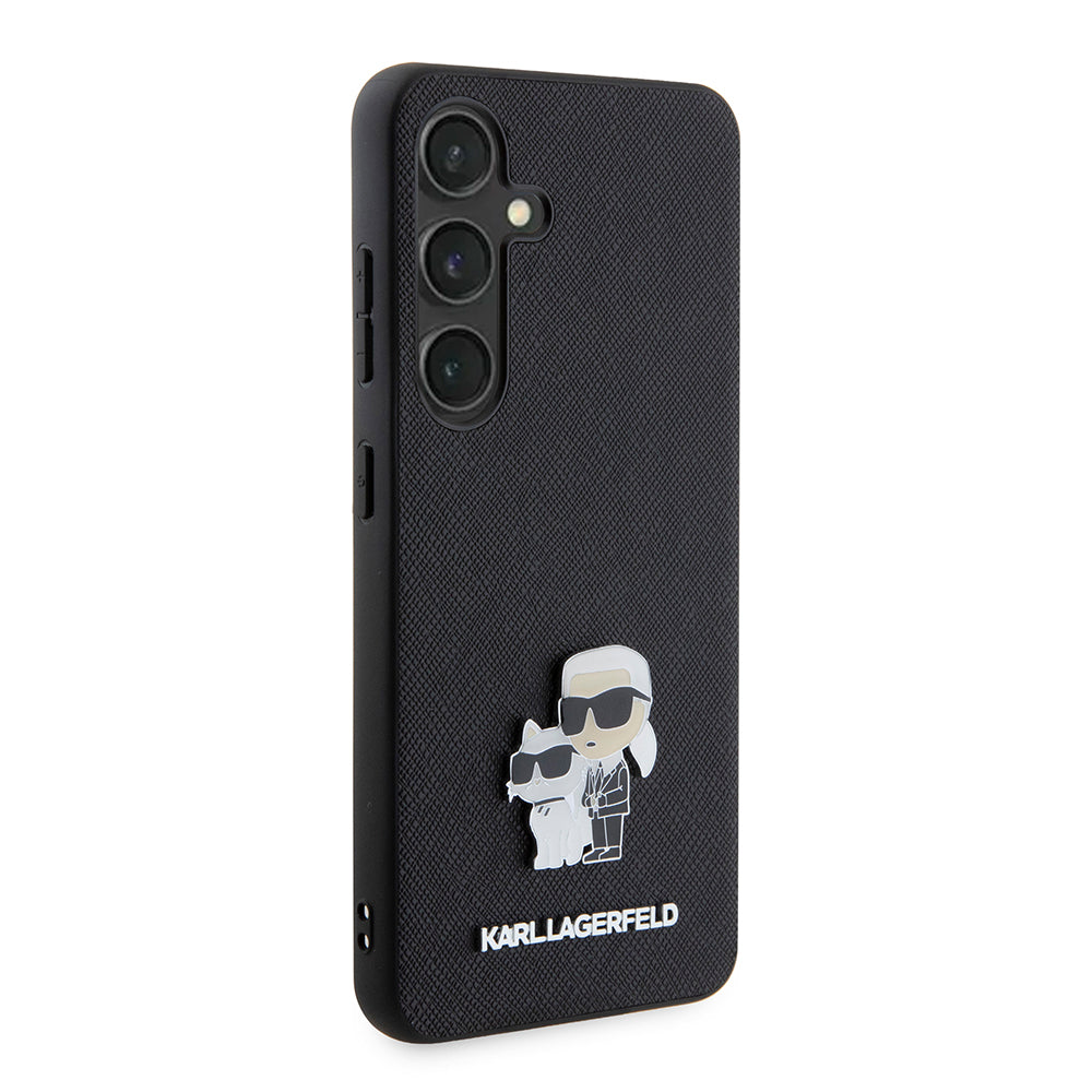 Case for Samsung Galaxy S24 S921, Karl Lagerfeld, Saffiano Karl & Choupette Metal, Black