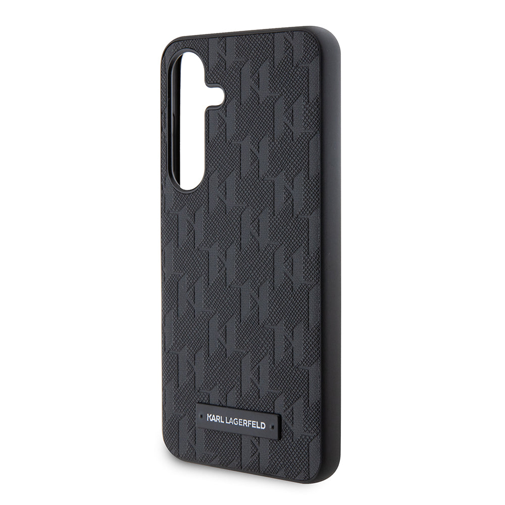 Case for Samsung Galaxy S24 S921, Karl Lagerfeld, Saffiano Mono Metal Logo, Black