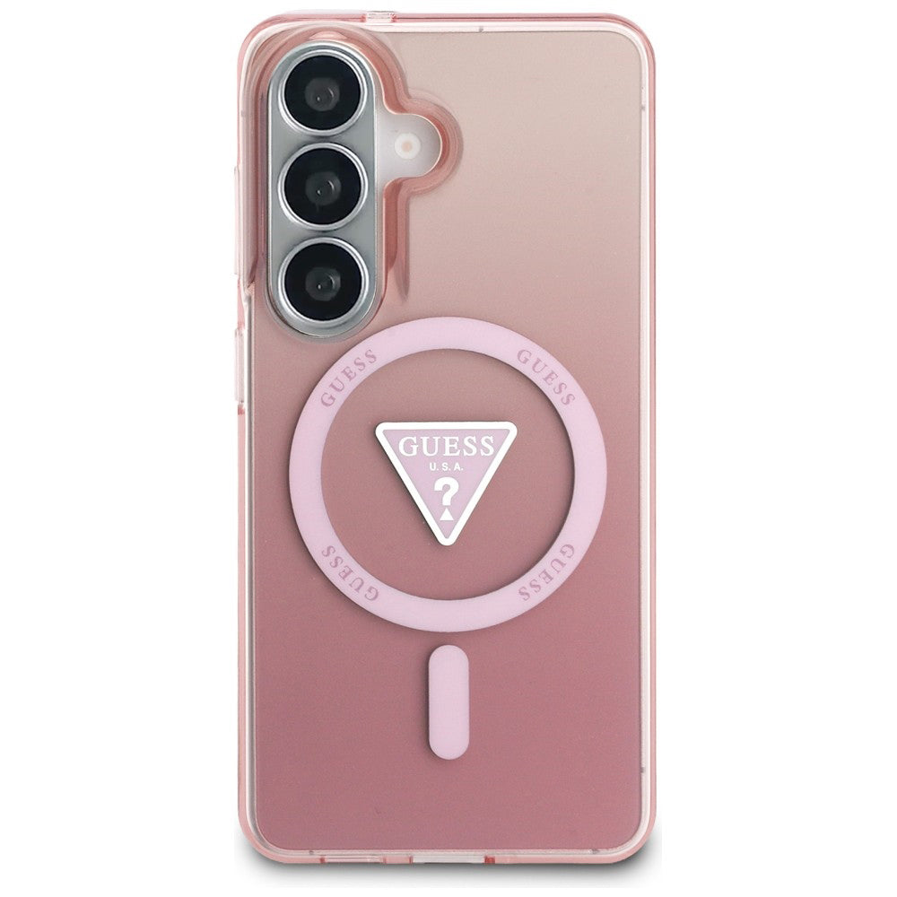 MagSafe Case for Samsung Galaxy S26 S942, Guess, IML Gradient Triangle Logo, Pink