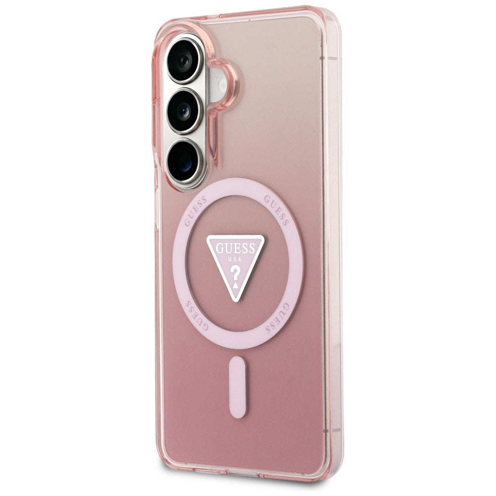 MagSafe Case for Samsung Galaxy S26 S942, Guess, IML Gradient Triangle Logo, Pink