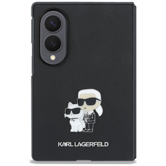 Case for Samsung Galaxy Z Fold8 F971, Karl Lagerfeld, Saffiano Karl & Choupette Metal Pin, Black