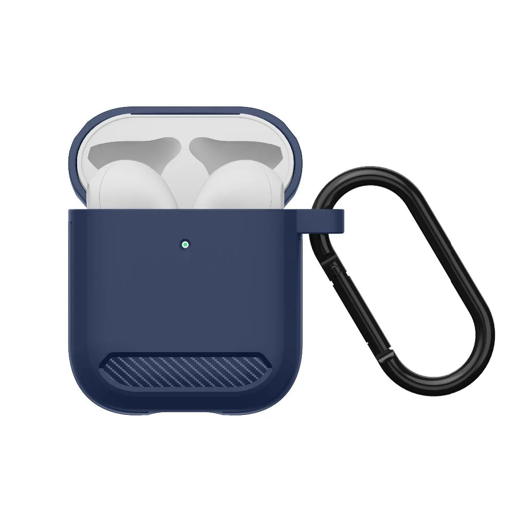 Techsuit Carbon Case for Apple AirPods Gen 2 / Gen 1, Navy Blue