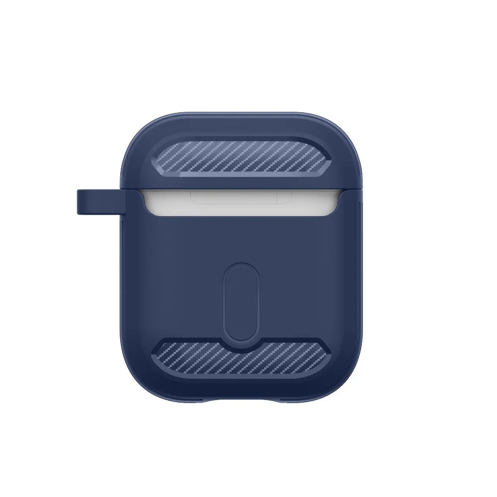 Techsuit Carbon Case for Apple AirPods Gen 2 / Gen 1, Navy Blue