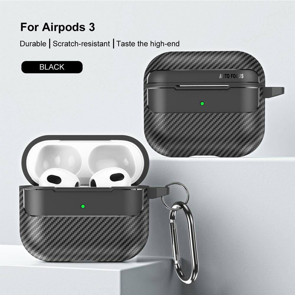 Techsuit CarbonFiber Case for Apple AirPods 3, Black