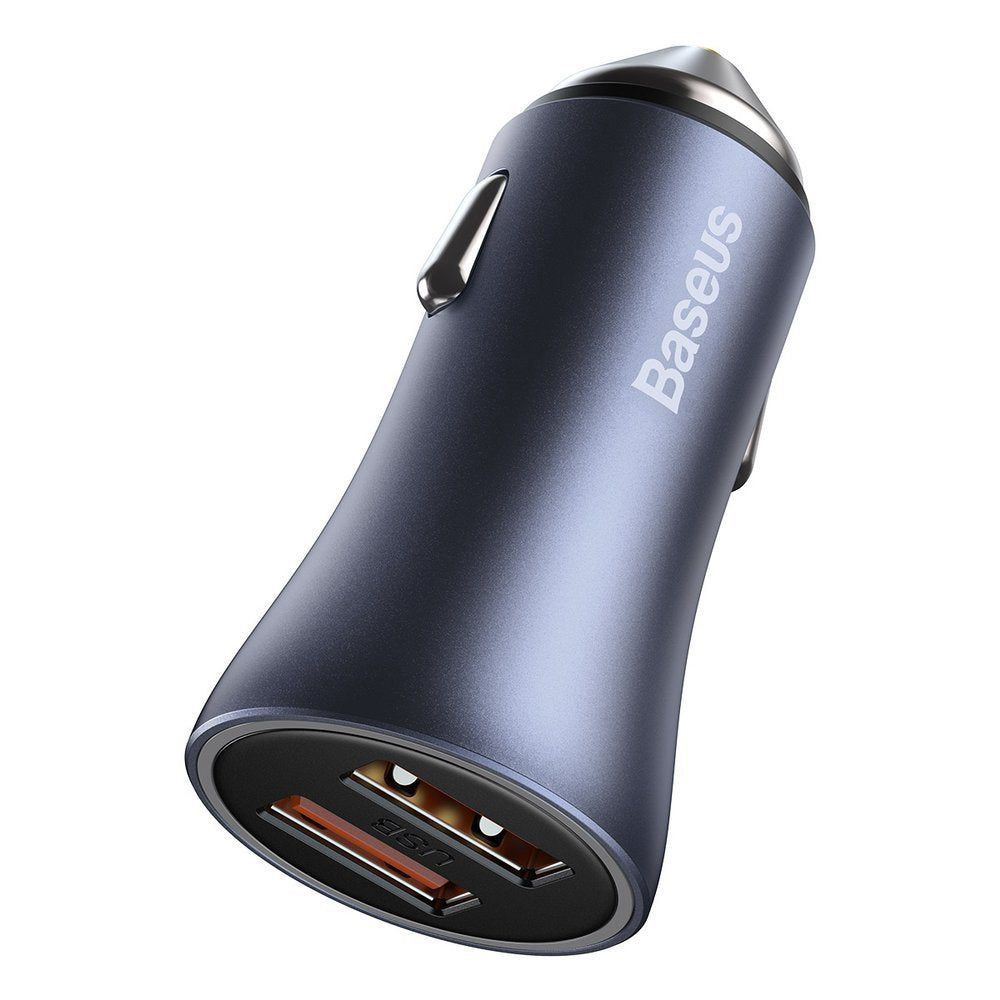 Car Charger with USB-C Cable Baseus Golden Contactor Pro Dual, 40W, 3A, 2 x USB-A, Grey TZCCJD-A0G