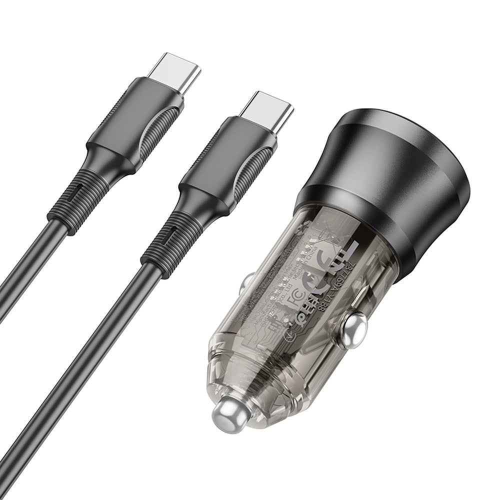 Car Charger with USB-C Cable Borofone BZ25 Journey, 38W, 3A, 1 x USB-A - 1 x USB-C, Black