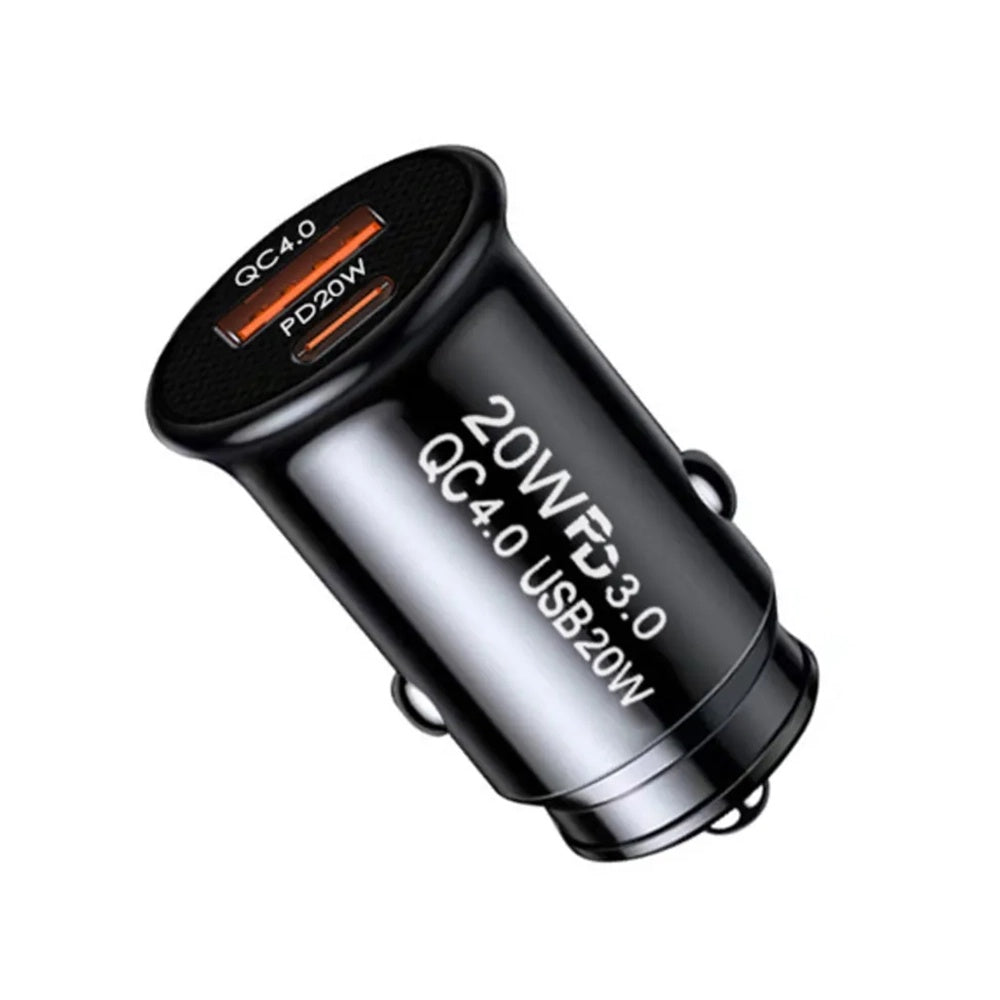 Techsuit C4 MiniFuseX Car Charger, 20W, 3A, 1 x USB-A - 1 x USB-C, Black