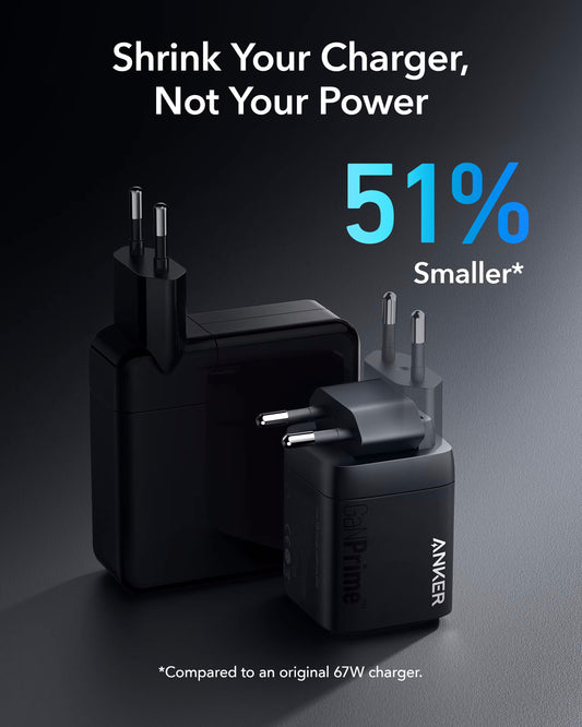 Network Charger Anker Prime, 67W, 5A, 1 x USB-A - 2 x USB-C, Black A2669313