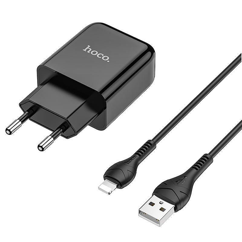 Network Charger with Lightning Cable HOCO N2, 10W, 2A, 1 x USB-A, Black