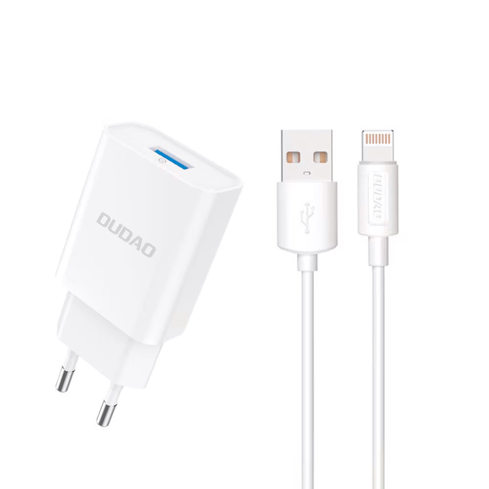 Network Charger with Lightning Cable Dudao A4EU, 10W, 2.1A, 1 x USB-A, White