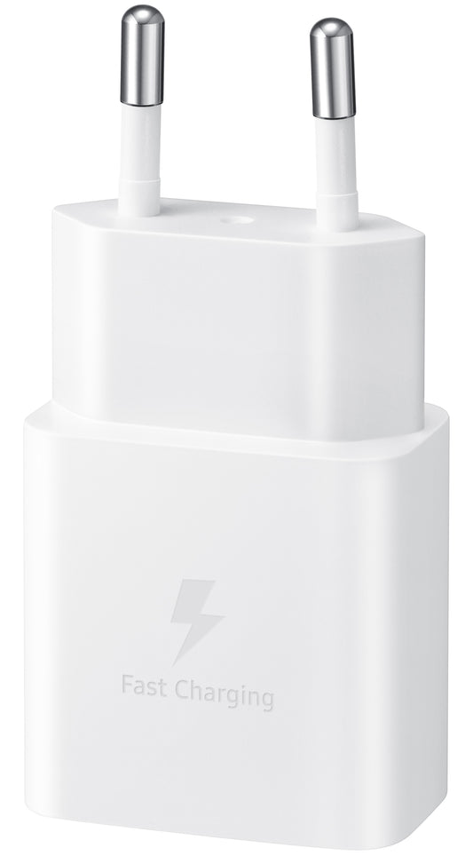 Samsung Network Charger with USB-C Cable, 15W, 2A, 1 x USB-C, White EP-T1510XWEGEU