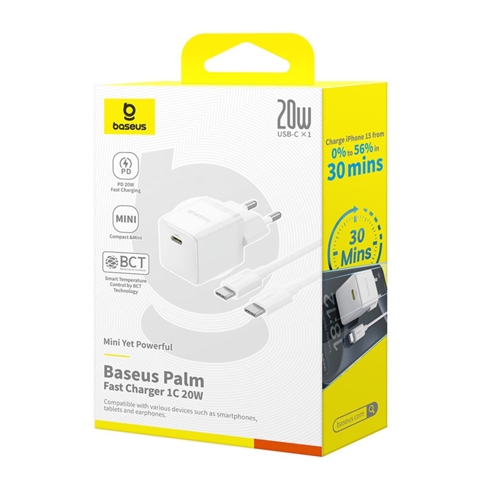 Baseus Palm USB-C Cable Network Charger, 20W, 3A, 1 x USB-C, White P10111602213-01