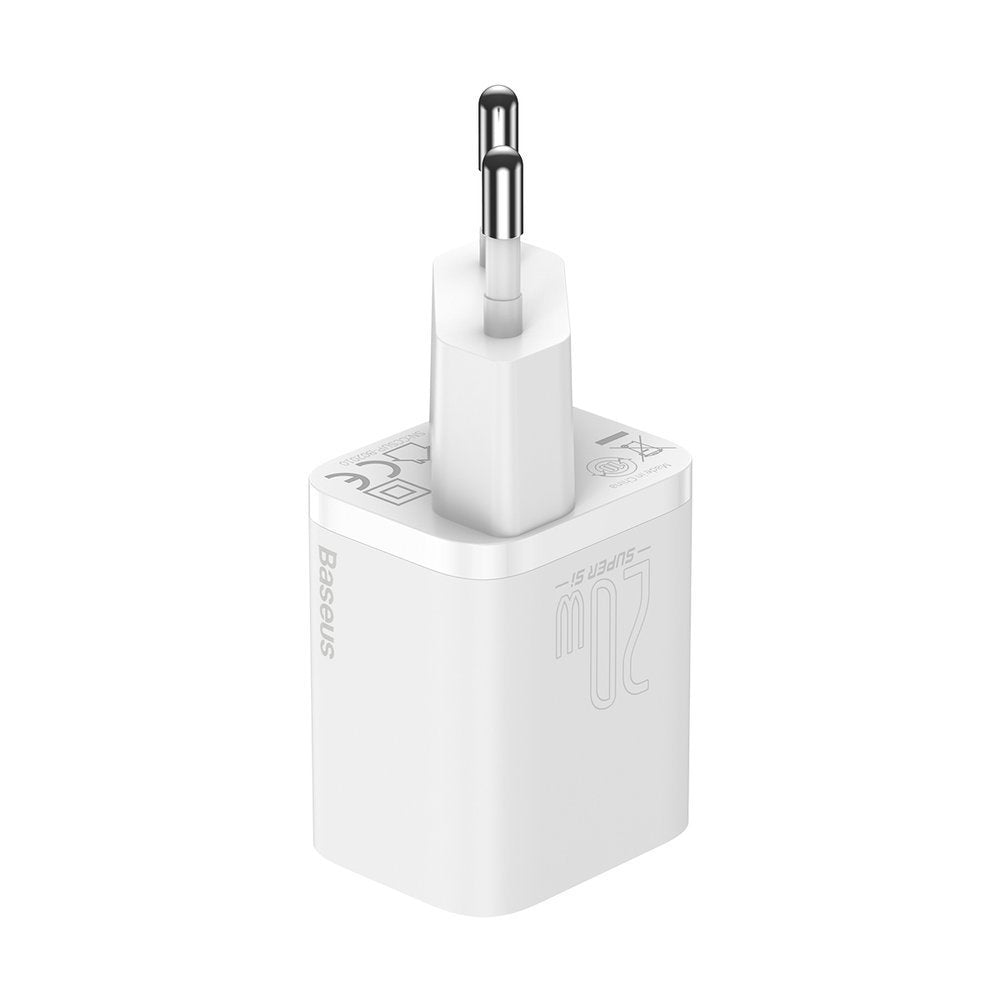 Baseus Super Si Network Charger with Lightning Cable, 20W, 3A, 1 x USB-C, White TZCCCSUP-B02