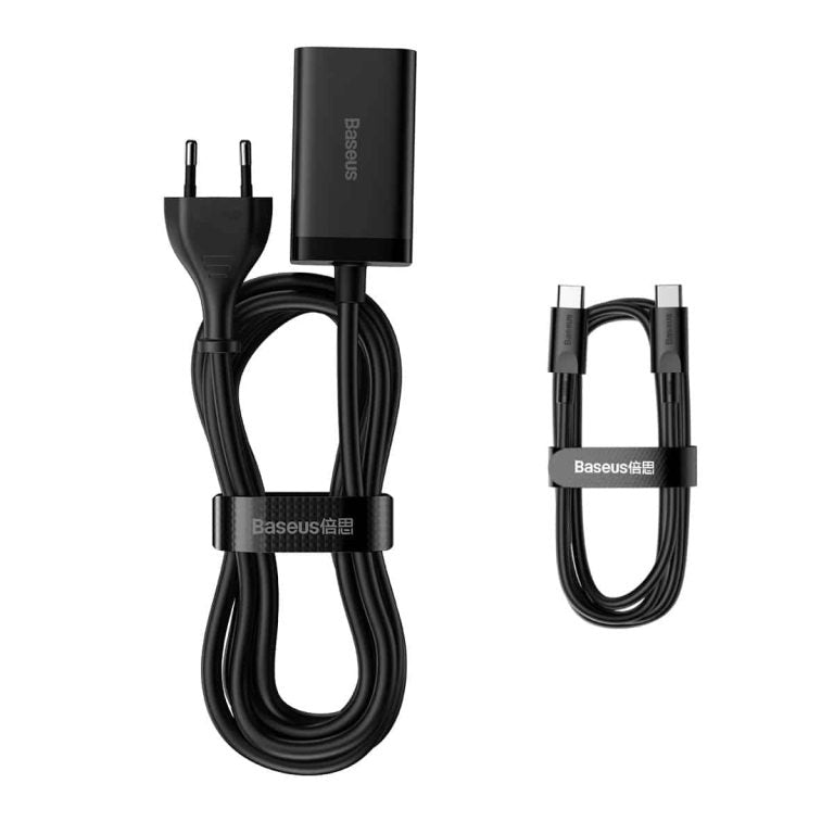 Baseus GaN3 Pro Docking Station Charger, 65W, 3A, 2 x USB-A - 2 x USB-C, Black CCGP040101