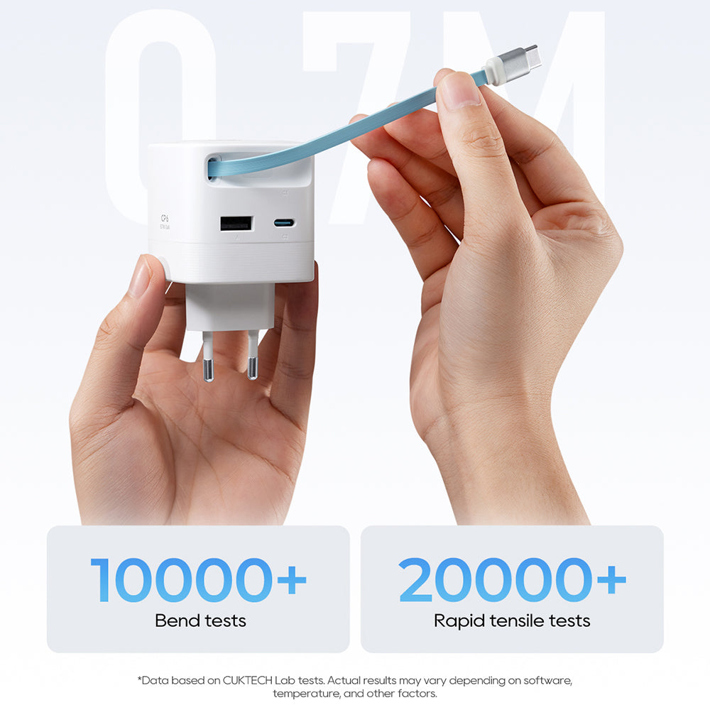 Cuktech USB-C Cable Wall Charger, 67W, 3.25A, 1 x USB-A - 1 x USB-C, White CUKA653WEUWT