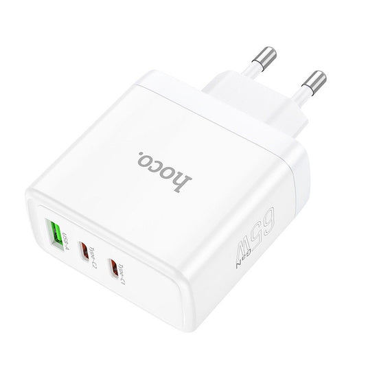 HOCO N30 Network Charger, 65W, 3.25A, 1 x USB-A - 2 x USB-C, White