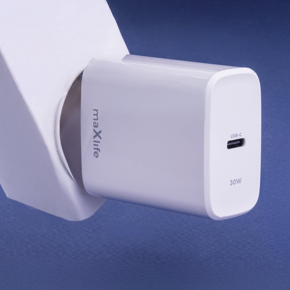 MaXlife Network Charger MXTC-10-30C, 30W, 3A, 1 x USB-C, White