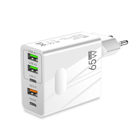 Techsuit CHC1 PentaXPower Network Charger, 25W, 3A, 3 x USB-A - 2 x USB-C, White