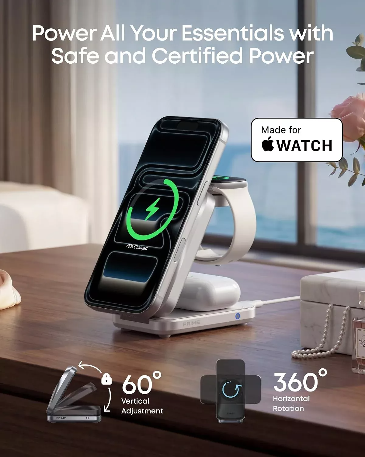Anker Prime MagGo 3in1 Wireless Network Charger, 25W, White B25N1G21