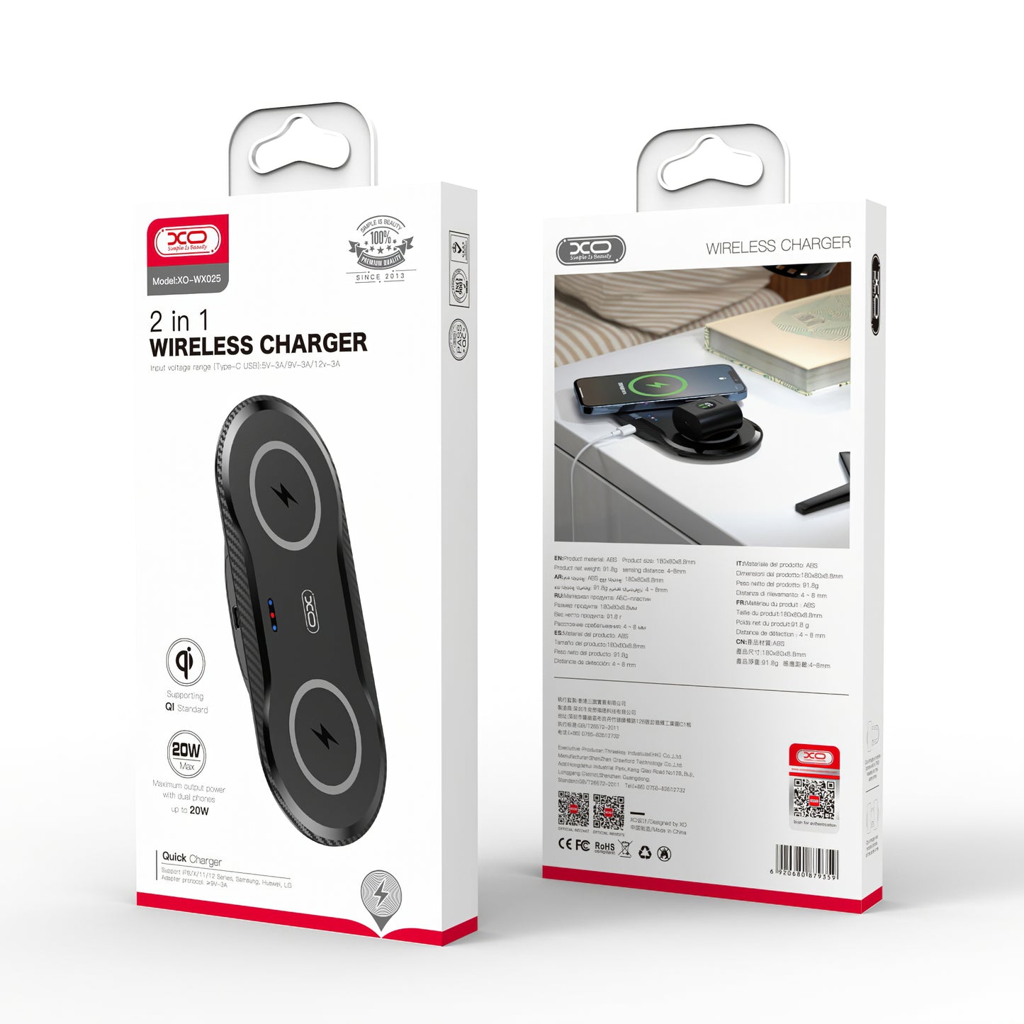 Wireless Network Charger XO Design WX026, 20W, 1.1A, Black