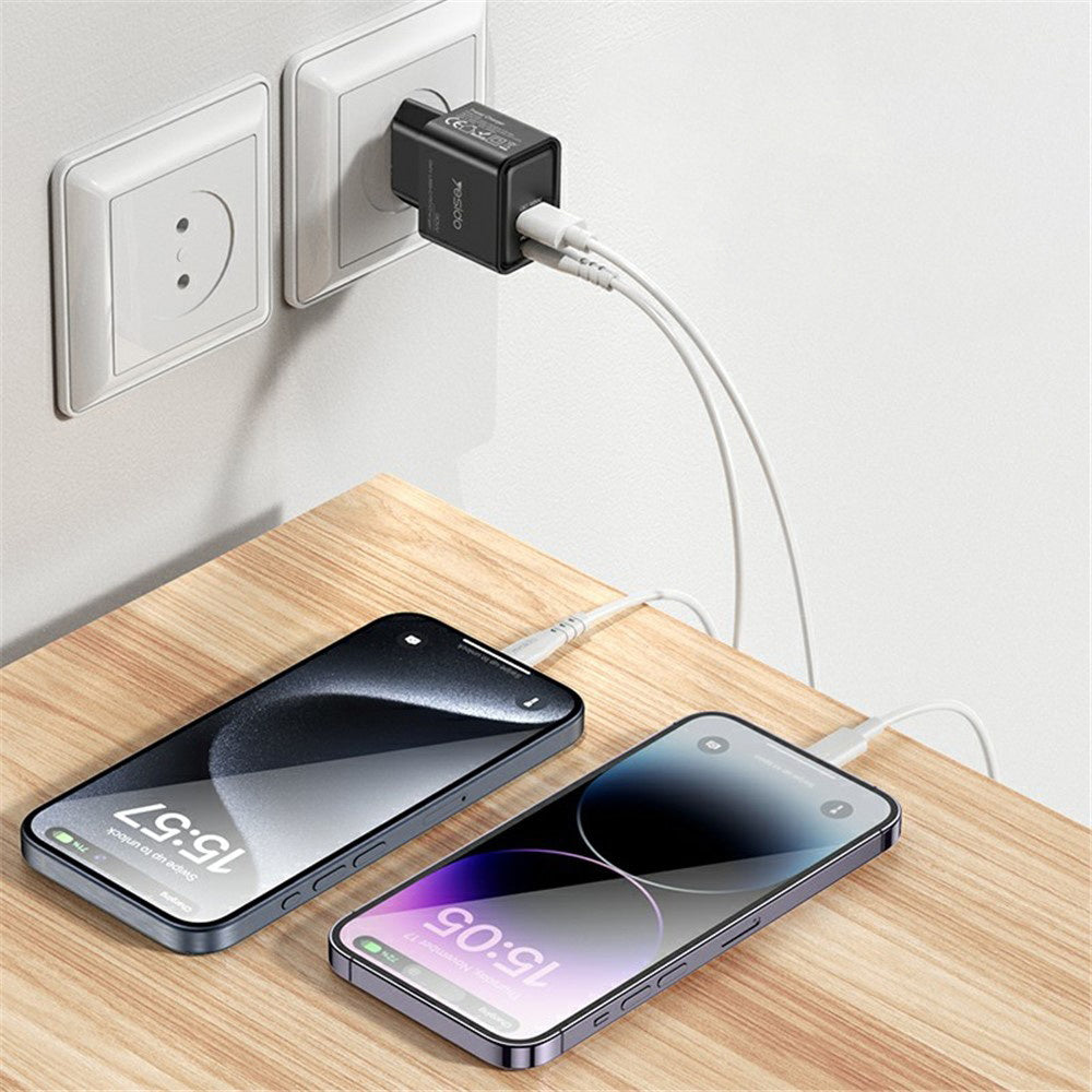 Yesido YC64 Network Charger, 30W, 3A, 1 x USB-A - 1 x USB-C, Black