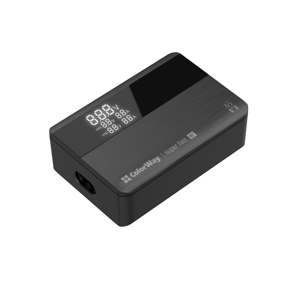 ColorWay Display Charging Station, 65W, 3.25A, 2 x USB-A - 2 x USB-C, Black