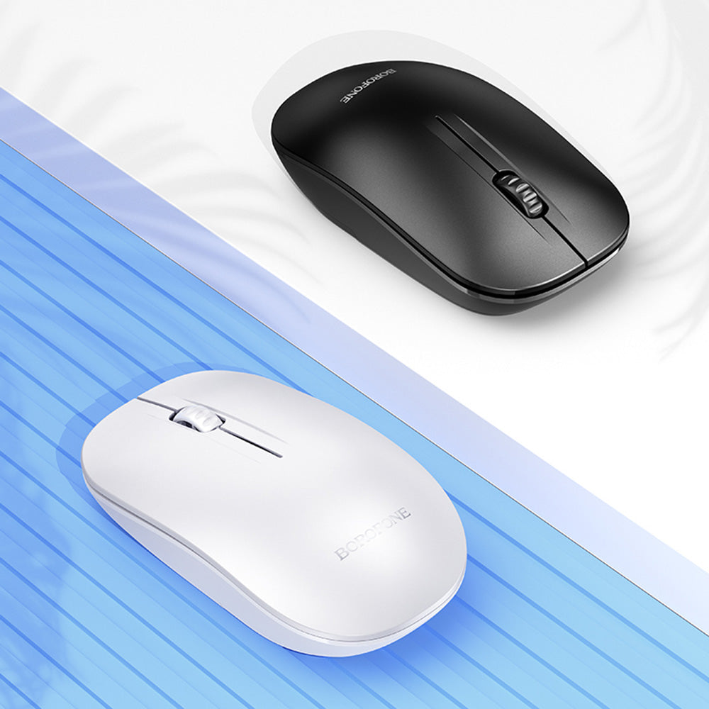 Wireless Mouse Borofone BG14 Planet, 1000DPI, BT / Wi-Fi, White