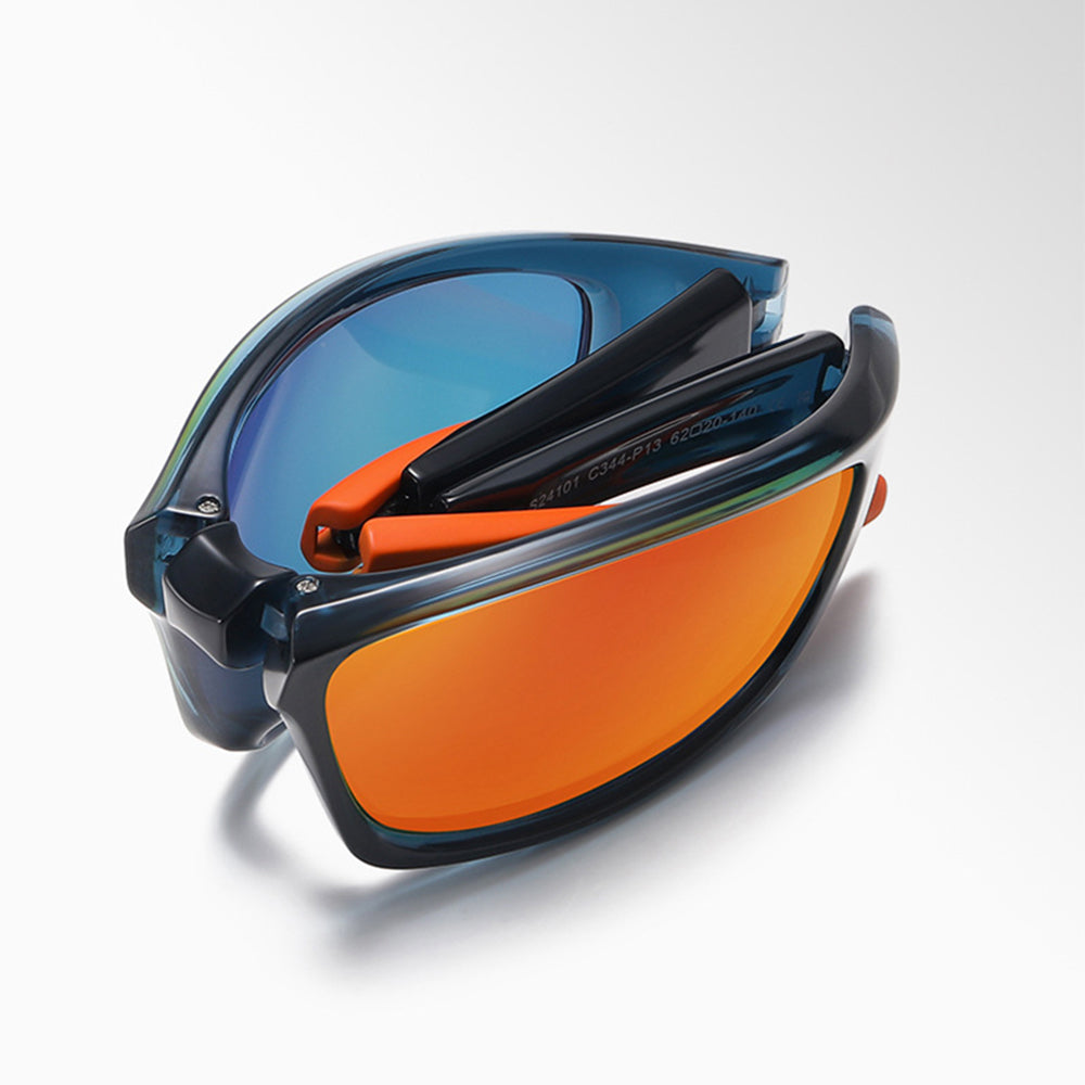 Unisex Cycling Glasses Techsuit 24101, Polarized, Black Orange
