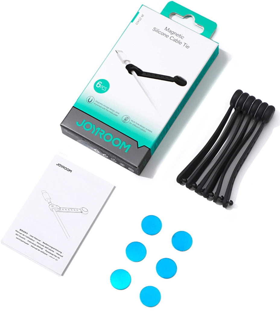 Joyroom JR-ZS422 Cable Organizer, Magnetic, Set of 6 Pieces, Black