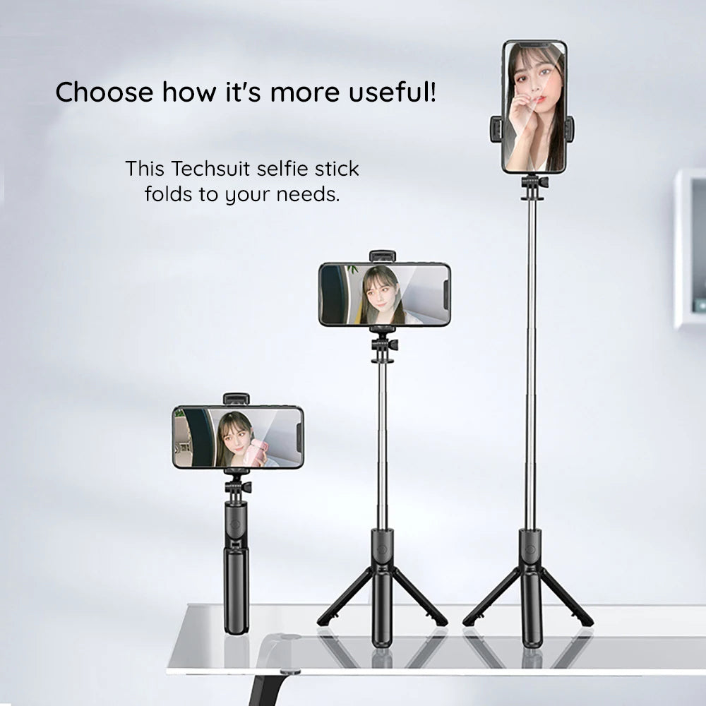 Selfie Stick Bluetooth Techsuit S03, Universal, Black