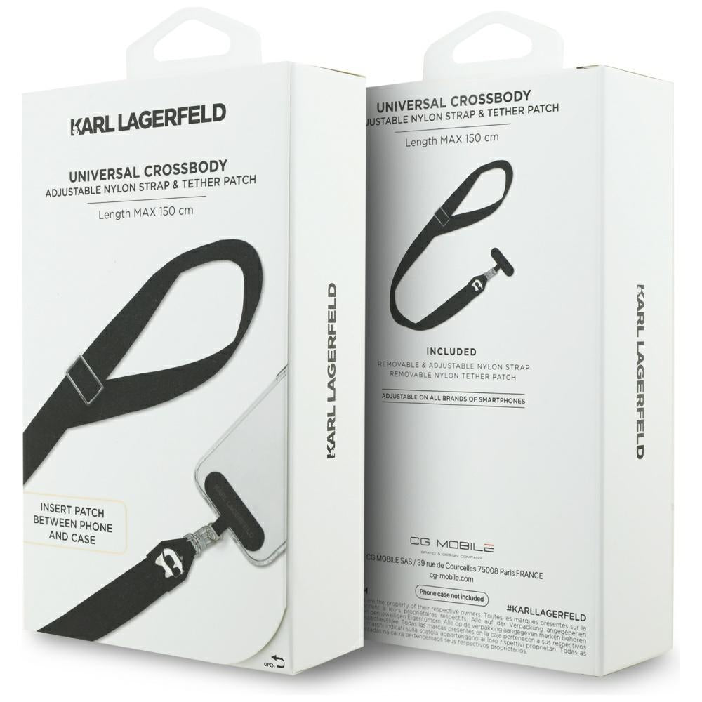 Karl Lagerfeld Choupette Metal Logo Phone Lanyard, Black