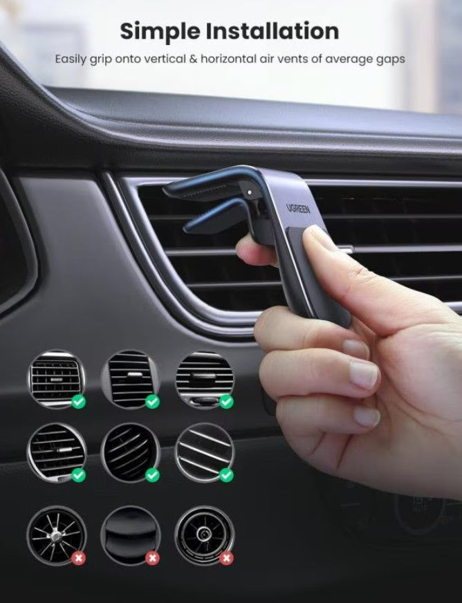 UGREEN Waterfall Magnetic Car Holder, Universal, Black