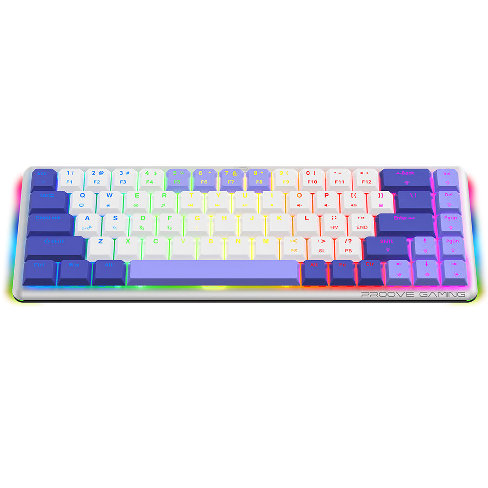 Proove AFK Wireless Gaming Keyboard, RGB, BT / Wi-Fi / Wired, 1.5m, White WKAFKEN22002
