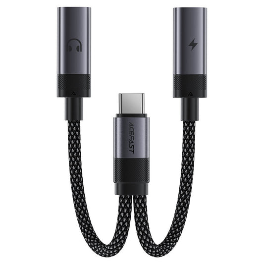 USB-C Audio Adapter - 2 x USB-C Acefast J14, Black