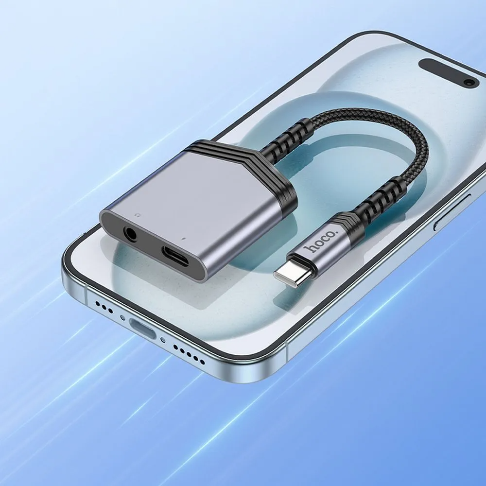 USB-C to USB-C / 3.5mm HOCO LS39 Audio Adapter, Black