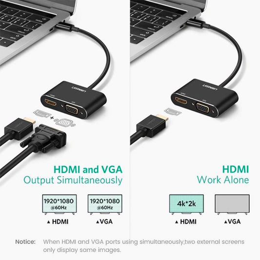 UGREEN CM449 Video Adapter, USB-A - HDMI / VGA, Gray