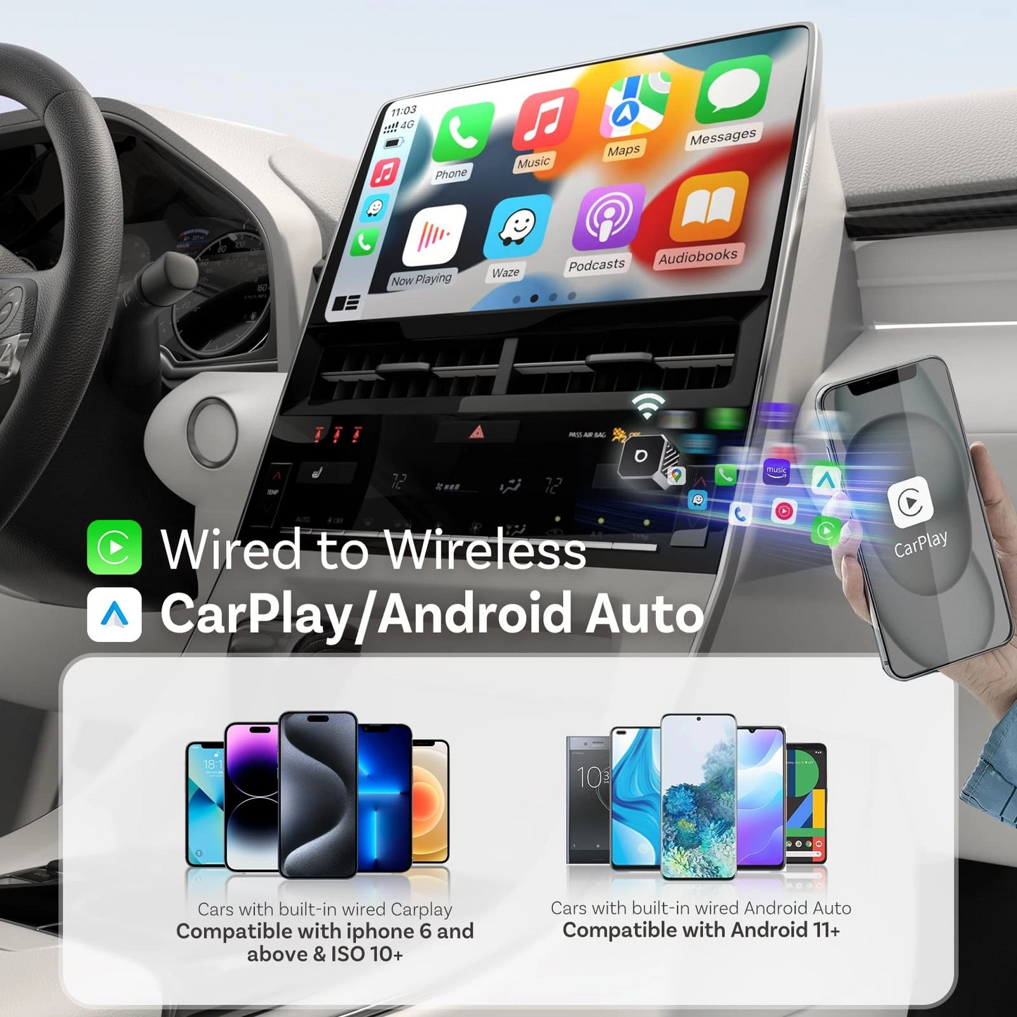 Ottocast Mini Cube Style C Wireless Carplay / Android Auto Adapter for Apple iPhone / Android Series CP88-T3
