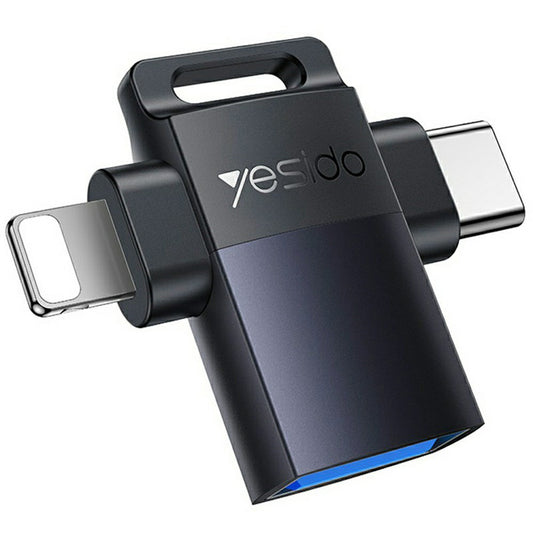 OTG Lightning / USB-C to USB-A Yesido GS35 Adapter, Gray