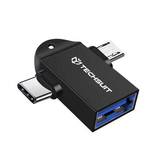 OTG Adapter microUSB / USB-C - USB-A Techsuit A16 TwoVoltX, Black