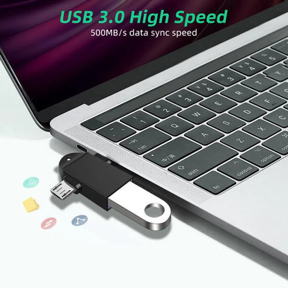 OTG Adapter microUSB / USB-C - USB-A Techsuit A16 TwoVoltX, Black