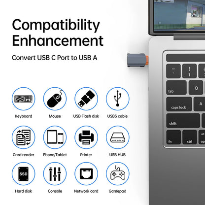 OTG USB-C to USB-A Adapter Techsuit A9 SlateVolt, Gray Orange