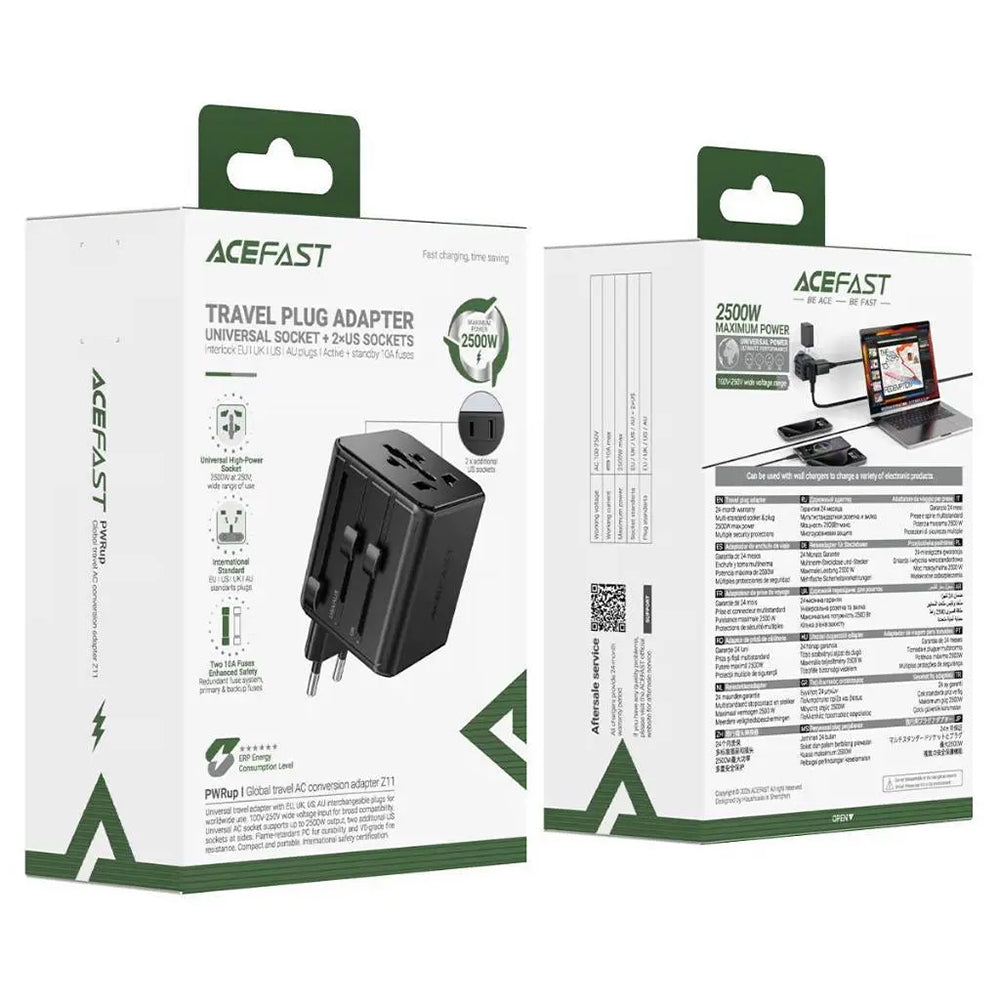 Acefast Z11 Travel Power Adapter, Black